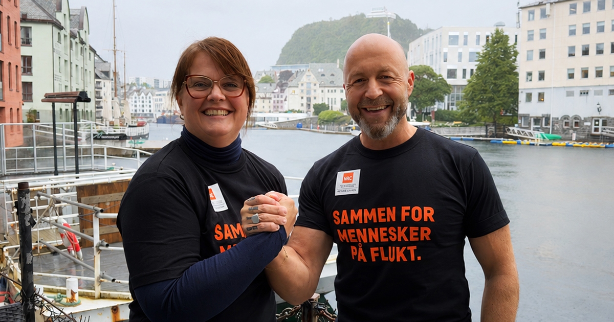 FORENER KREFTER: Administrerende direktør i Næringsforeninga, Heidi Nakken og Frank Victor Valderhaugstrand, daglig leder i B2B Arena, går i år sammen for å hjelpe mennesker på flukt fra krig og konflikt.